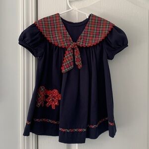 Bonnie Jean Girls Nautical navy Blue and Red Dress tartan size 2T vintage‎